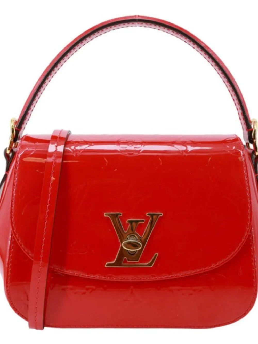 Louis Vuitton  Pasadena Monogram Vernis Leather Shoulder Bag Red